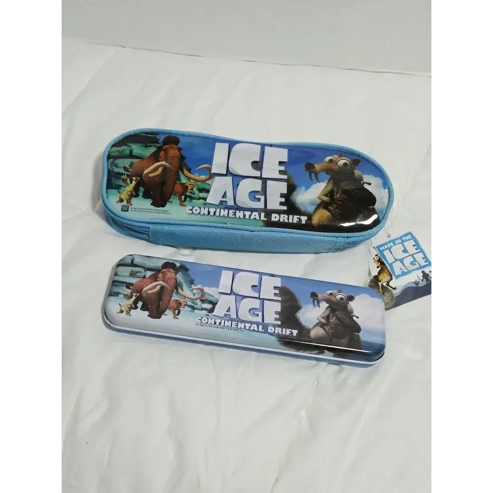 NWT 2012 Ice Age Continental Drift Scrat Zipper Pencil Pouch Set 2 Retired Squir
